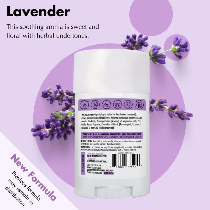 MONA BRANDS All Natural Deodorant For Women & Men | For Sensitive Skin | No Aluminum or Baking Soda | (LAVENDER 1.76 Oz) - Image 2